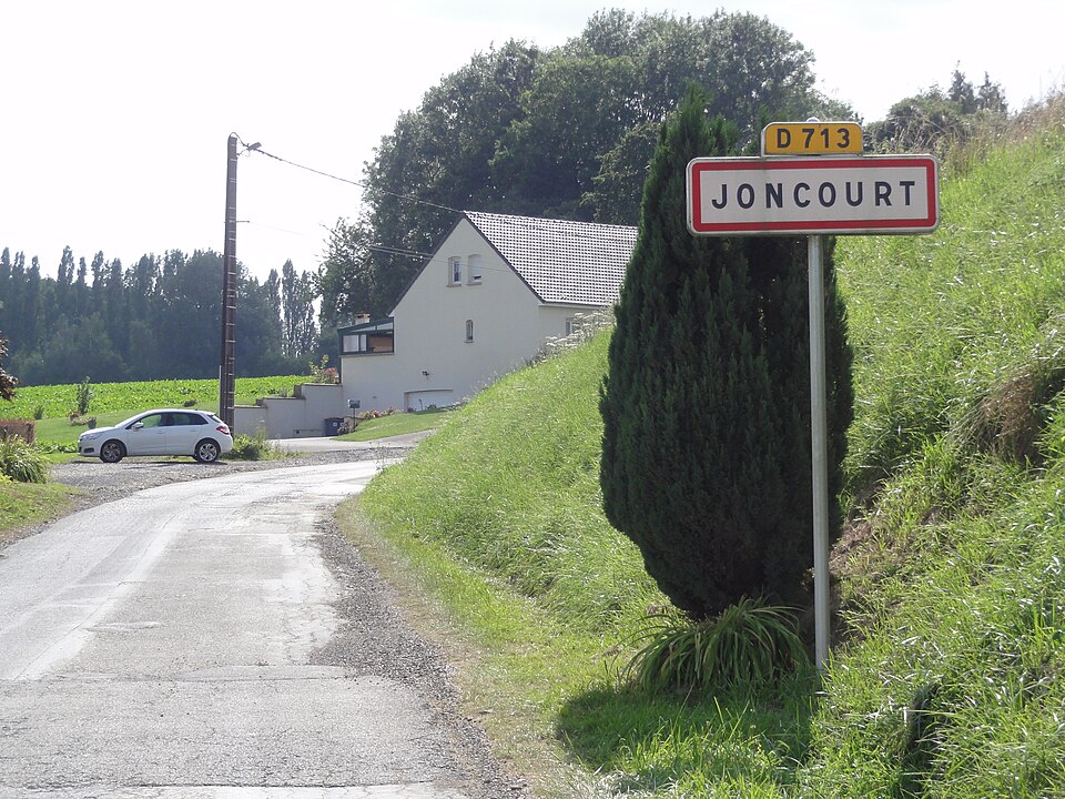 Joncourt (Aisne) city limit sign