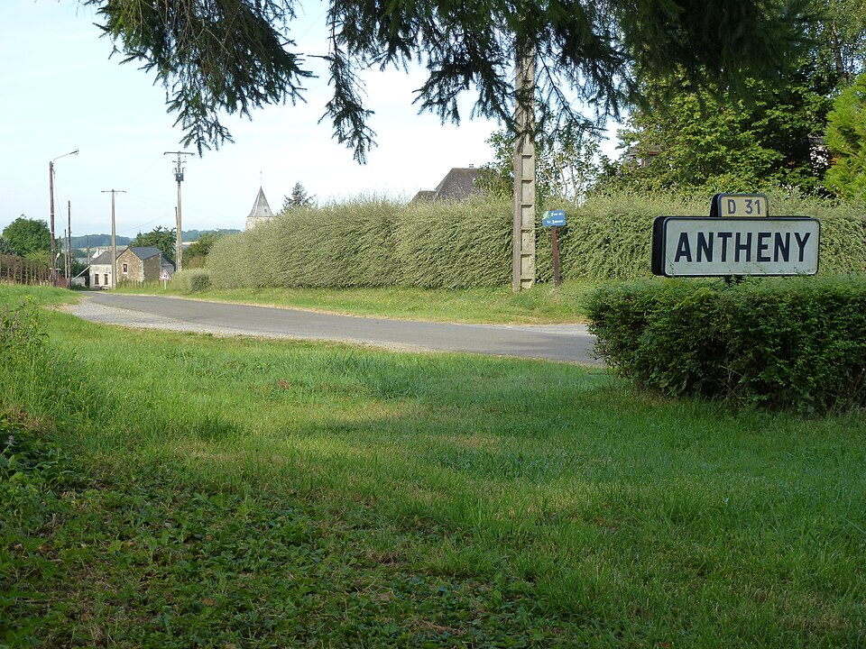 Antheny (Ardennes) city limit sign