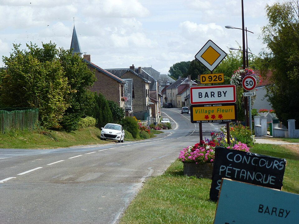 Barby (Ardennes) city limit sign