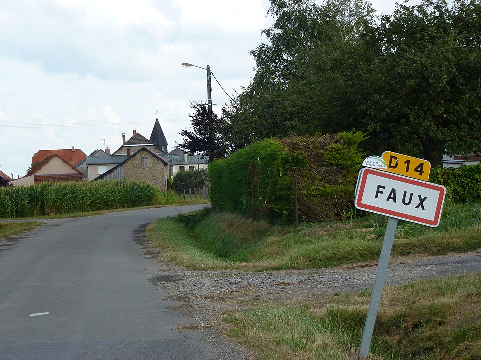Faux (Ardennes) city limit sign