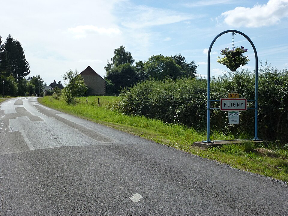 Fligny (Ardennes) city limit sign