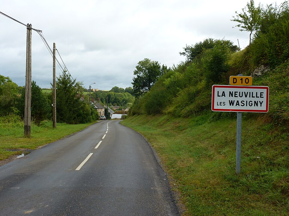 La Neuville — lès — Wasigny (Ardennes) city limit sign