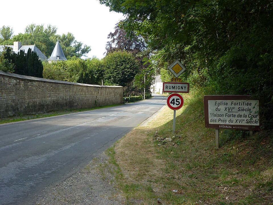 Rumigny (Ardennes) city limit sign