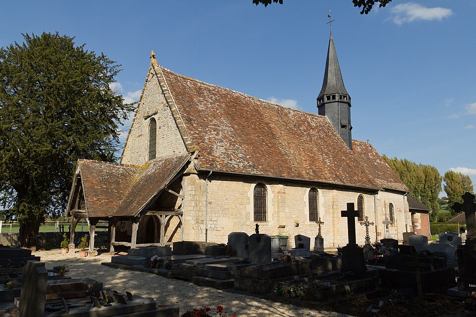 Vue sud — ouest de l'église Notre — Dame (Ouilly — le — Vicomte, Calvados, France)