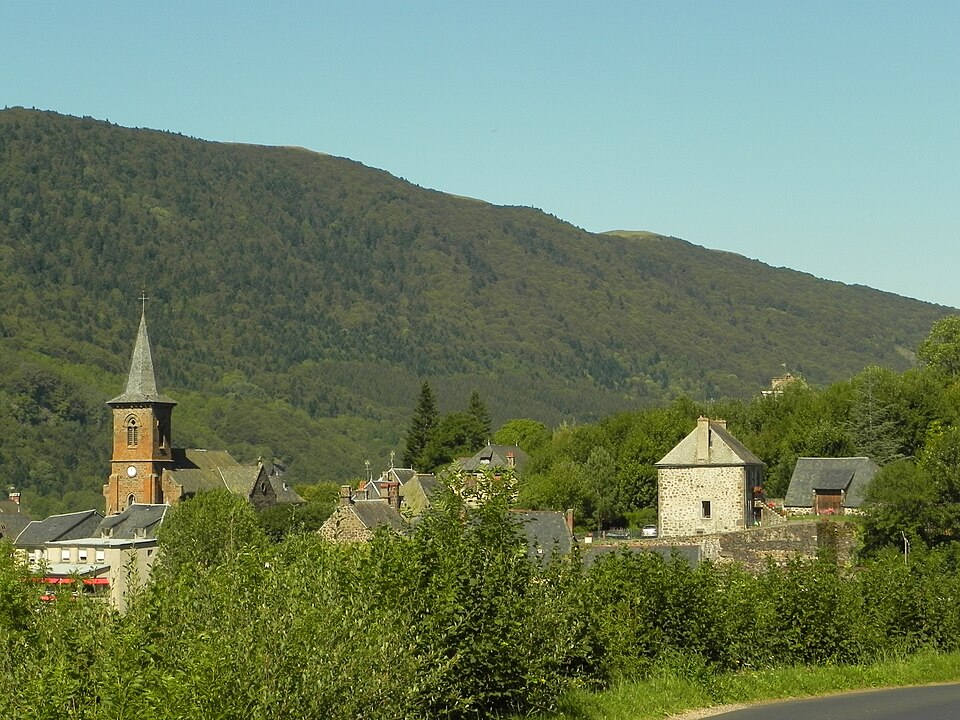 Le Falgoux est situé au pied du Puy — Mary, au cœur du parc des volcans d'Auvergne, dans le département du Cantal