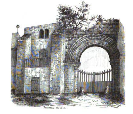Portail et base d'un clocher de l'abbaye de Coulombs
