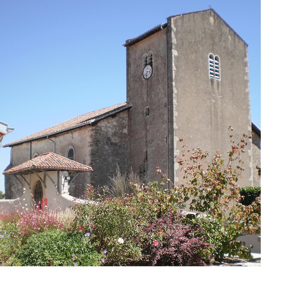 PA40000070 Saint — Etienne — d'Orthe, égl & clocher depuis W