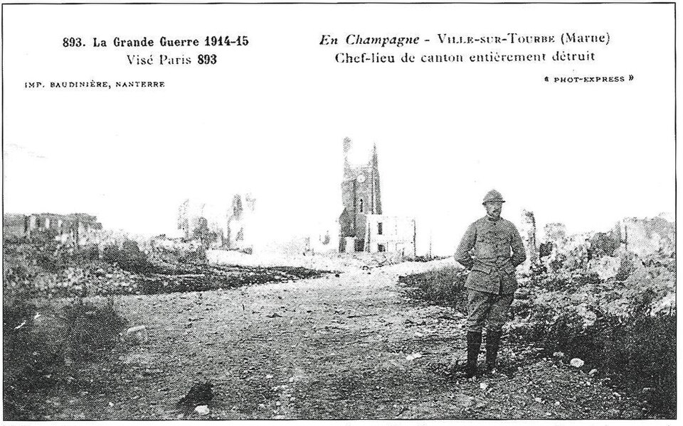 Ville sur Tourbe village détruit