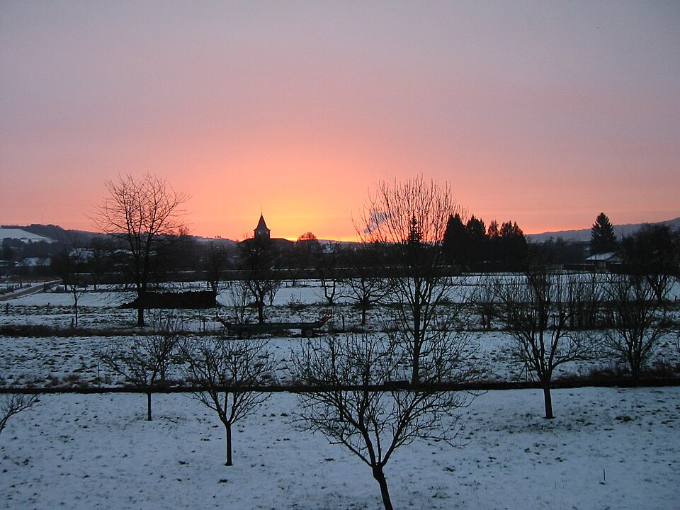Clocher Tronville soleil levant