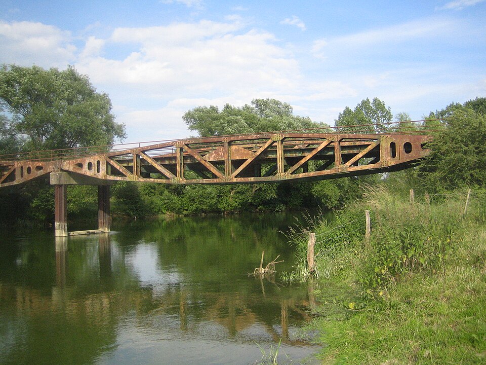 Whale pier elements over Meuse
