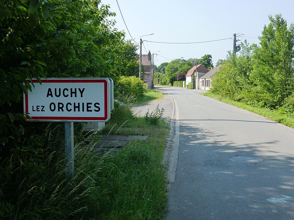 Auchy — lez — Orchies (Nord, Fr) city limit sign