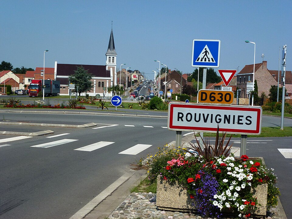Rouvignies (Nord, Fr) city limit sign