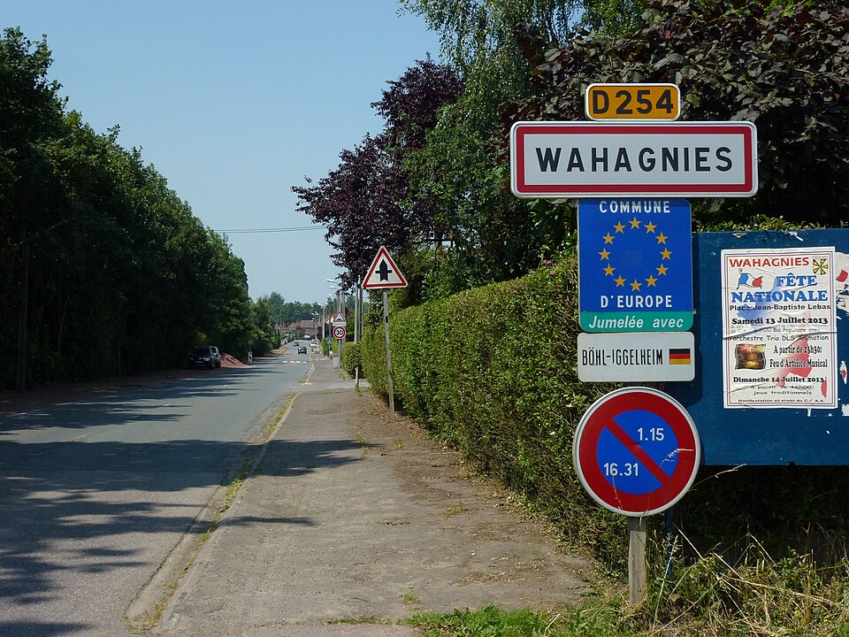 Wahagnies (Nord, Fr) city limit sign