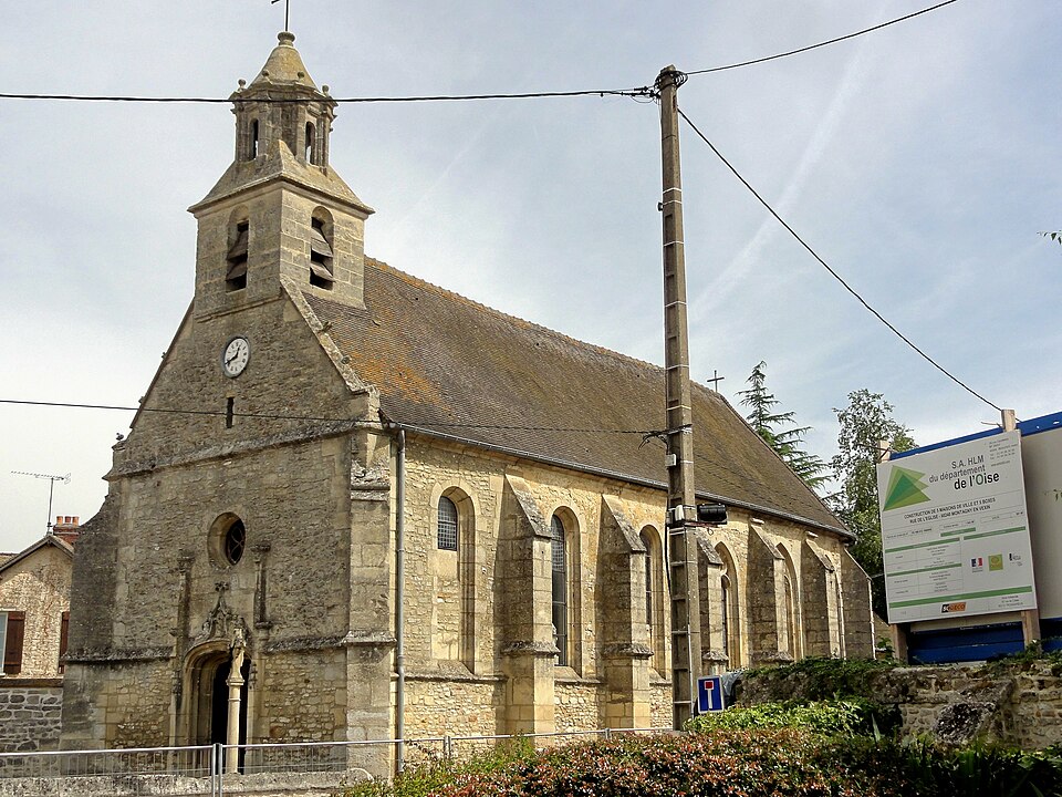Montagny — en — Vexin (60), église Saint Jacques et Saint Christophe, vue depuis le sud — ouest