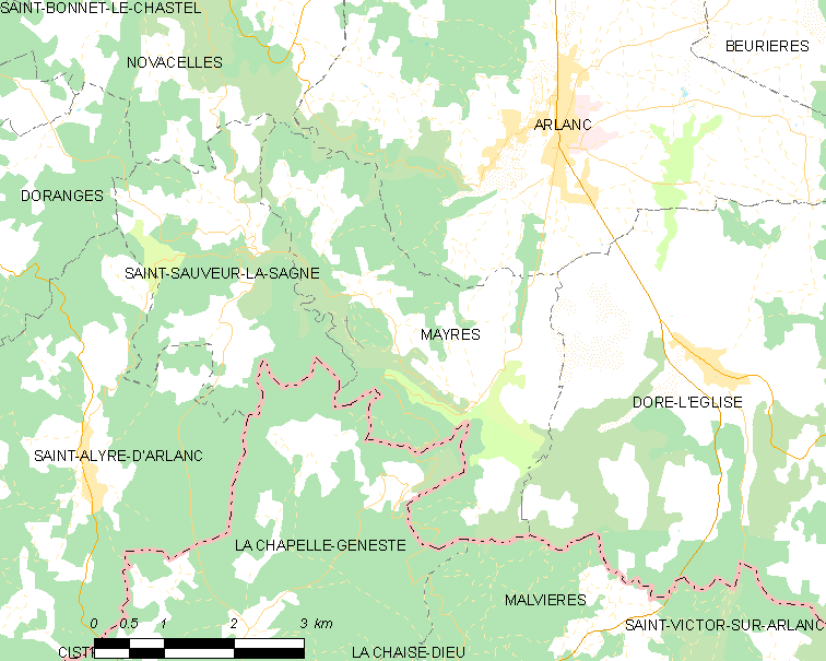Map commune FR insee code 63218