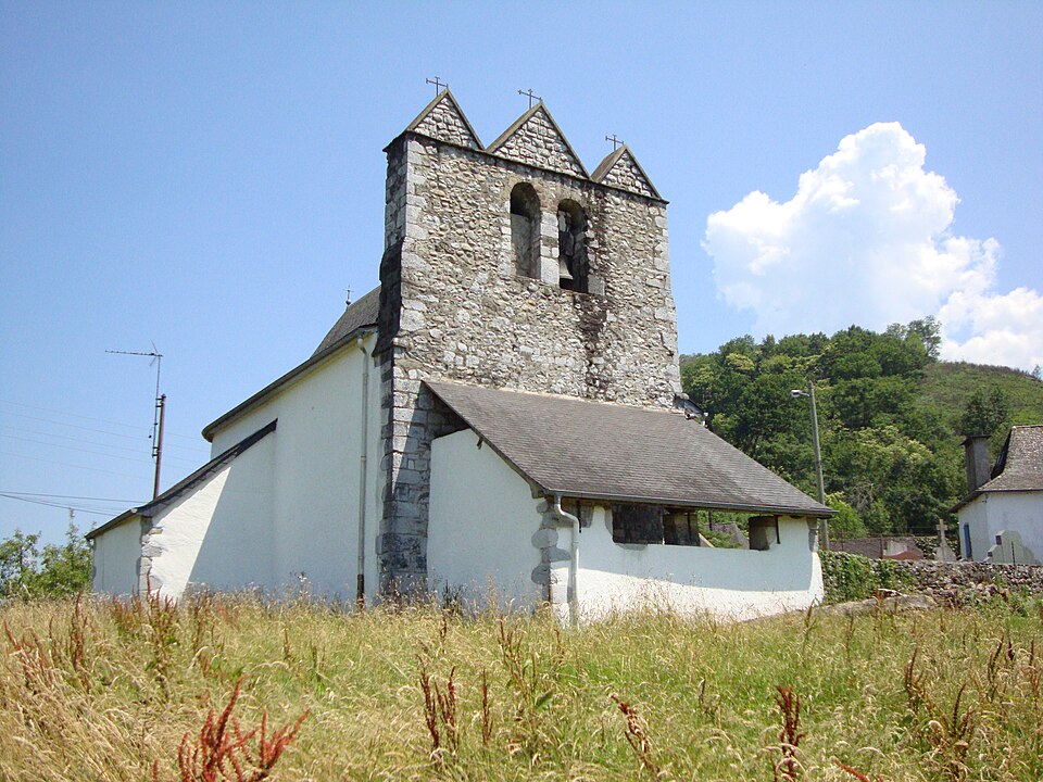 Restoue (Laguinge — Restoue, Pyr — Atl, Fr) église trinitaire coté portail