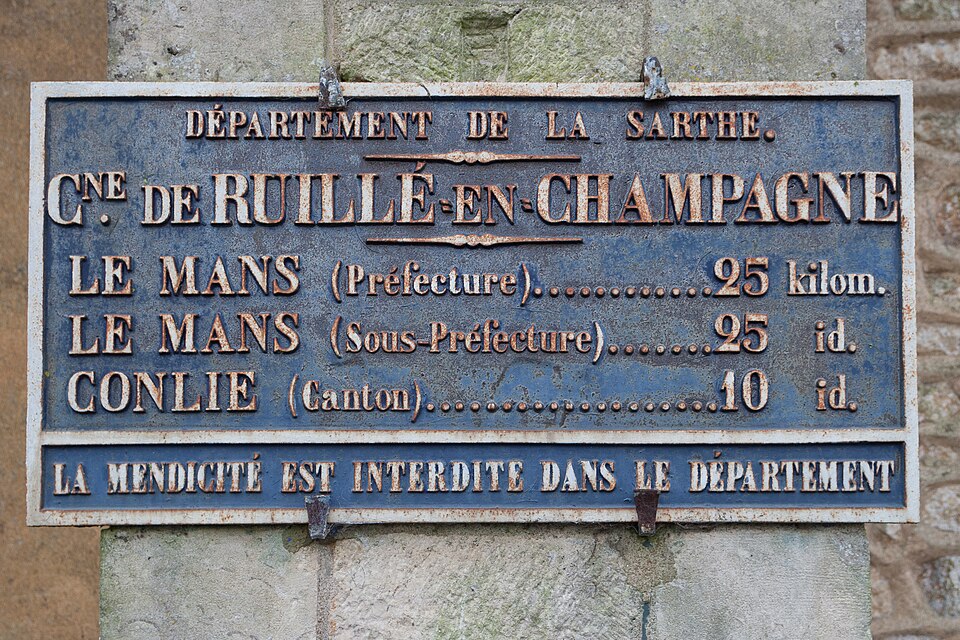 Ruillé — en — Champagne — plaque de cocher