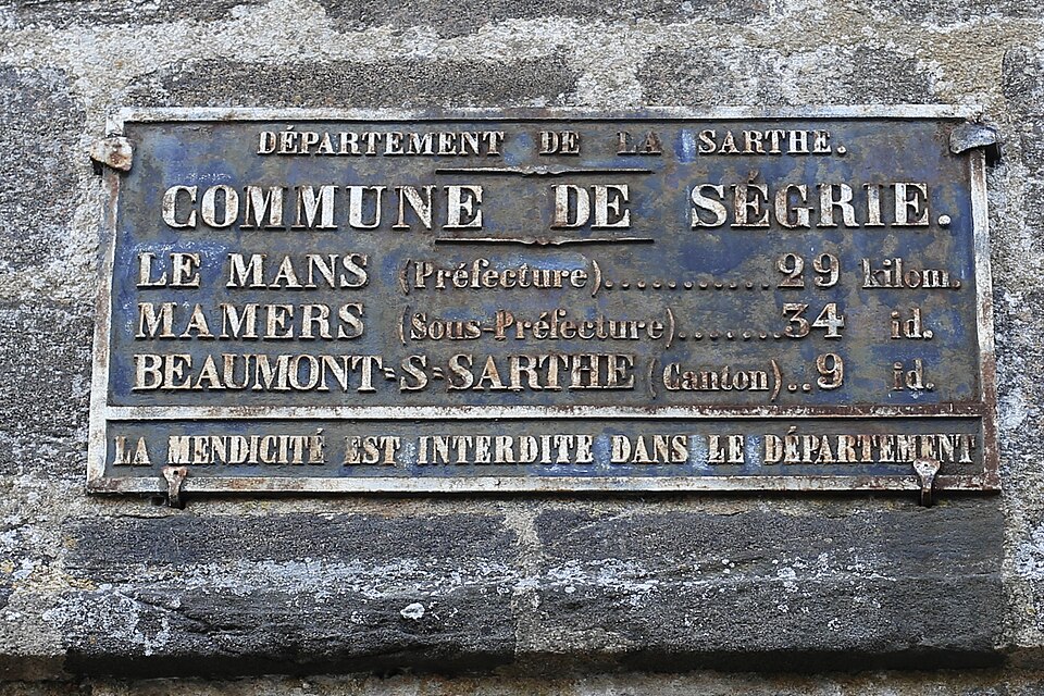 Ségrie — plaque de cocher