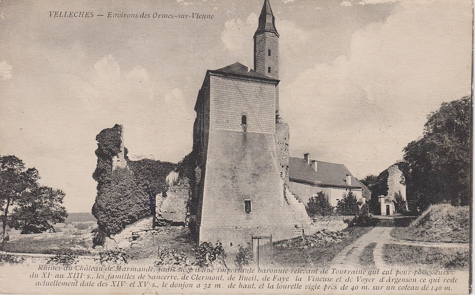 Vellèches — Ruines château de Marmande (CP)