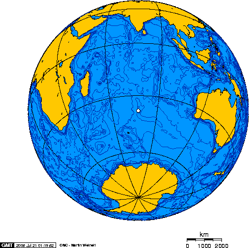 Orthographic projection centred over Ile Amsterdam